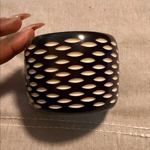 Black and Cream Wide Bangle Bracelet